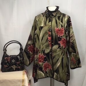 VTG🌺 Reversibles Jacquard Exotic Floral Tapestry Coat